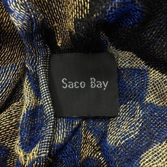 SACO BAY Scarf Fringe Artisan Style Textured Southwestern Boho Chevron Dot Blue - Picture 10 of 14